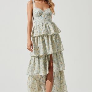 Astr The Label Midsummer Eyelet Tiered Maxi Dress- Size Small
